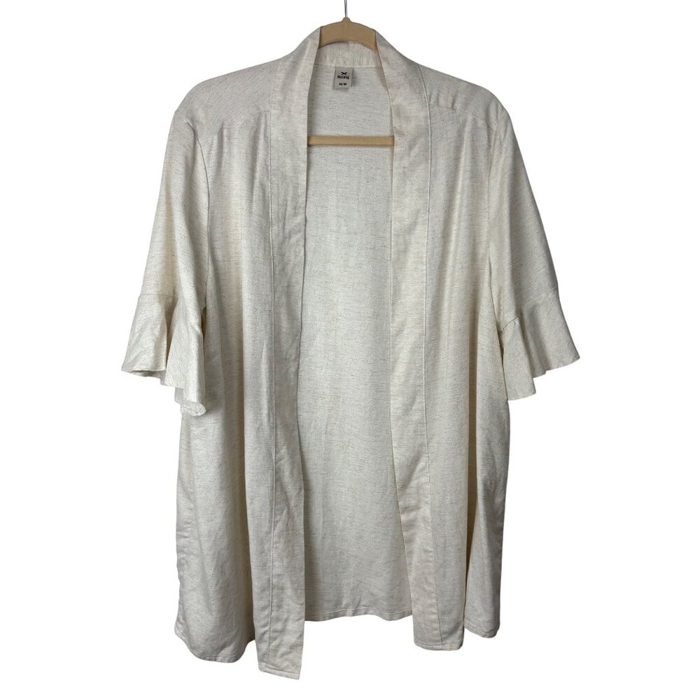 Hering M Ruffle Sleeve Open Front Kimono Cardigan Top Clean Girl Boho